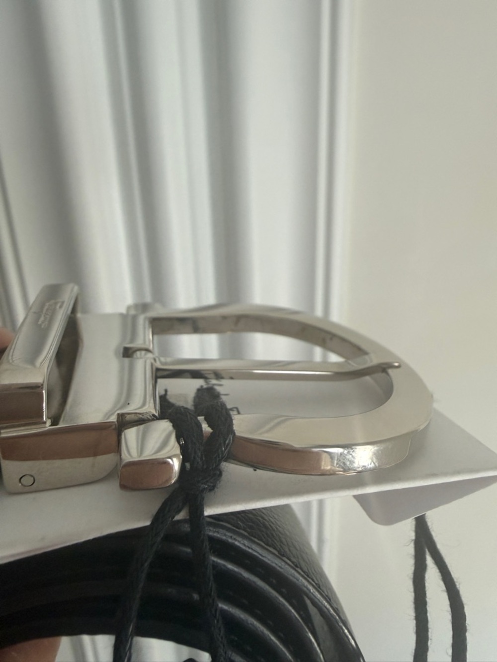Salvatore Ferragamo Black Leather Belt with Silver Gancini Buckle - Picture 6 of 16